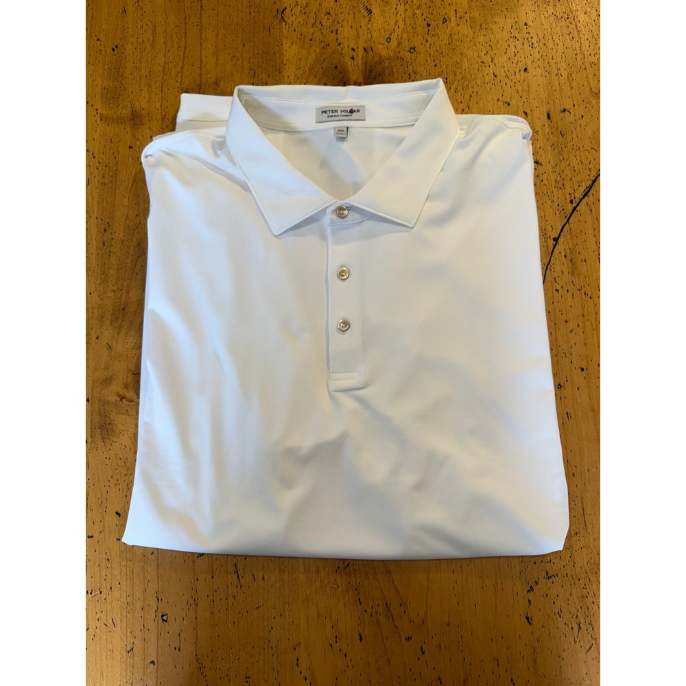 Peter Millar Summer Comfort 3XL White Performance Short Sleeve Golf Polo Shirt